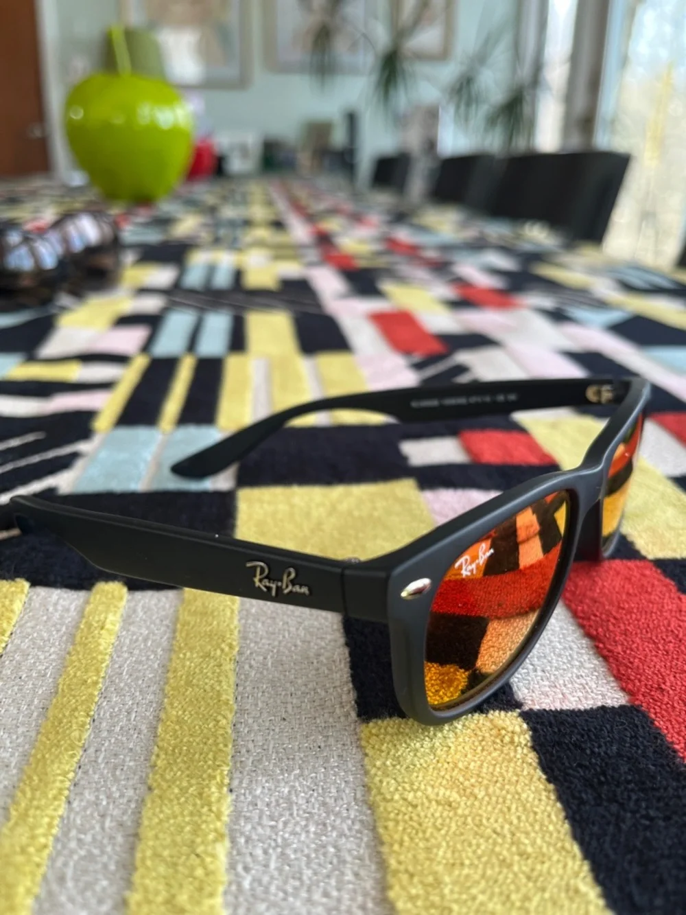 Ray-Ban Black Frame Sunglasses with Pink-Red Mirrored Lenses